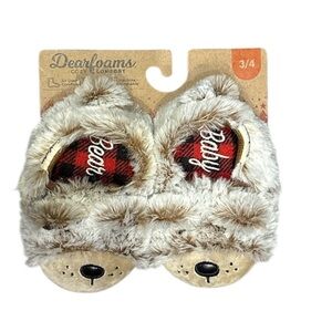 Dearfoams Cozy Comfort Baby Bear Toddler Fuzzy Slippers - Size 3/4